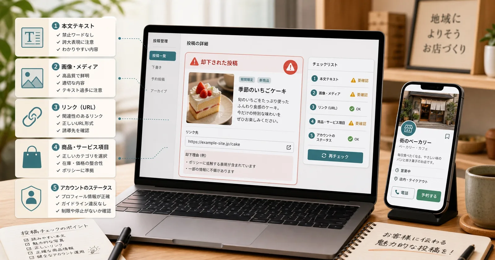 Googleビジネスプロフィールの投稿が拒否された原因｜文章・画像・リンクの確認手順