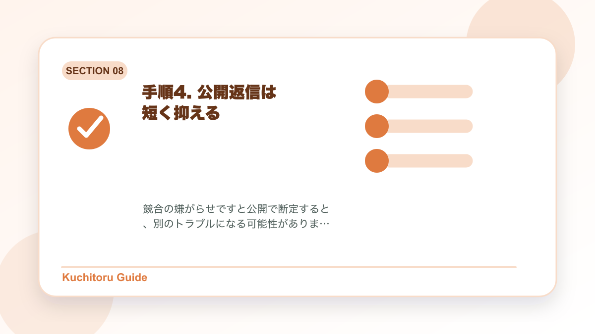手順4. 公開返信は短く抑えるの要点図解