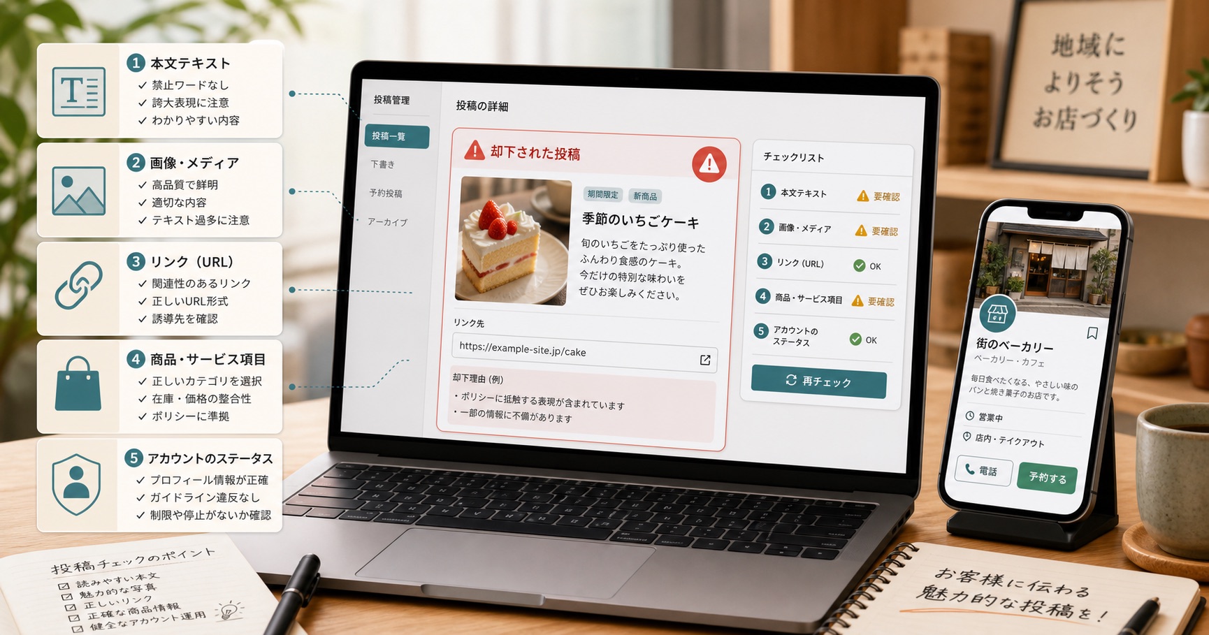 Googleビジネスプロフィール投稿が拒否される理由｜禁止ワード、画像審査、URL記載の直し方