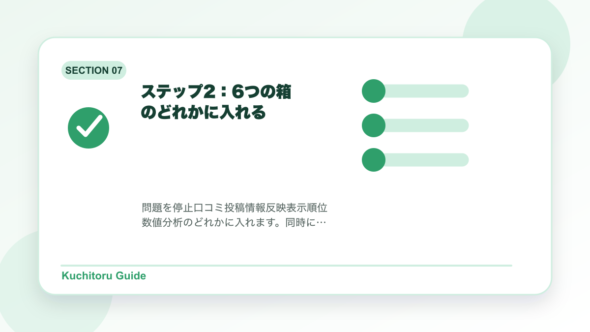 ステップ2:6つの箱のどれかに入れるの要点図解