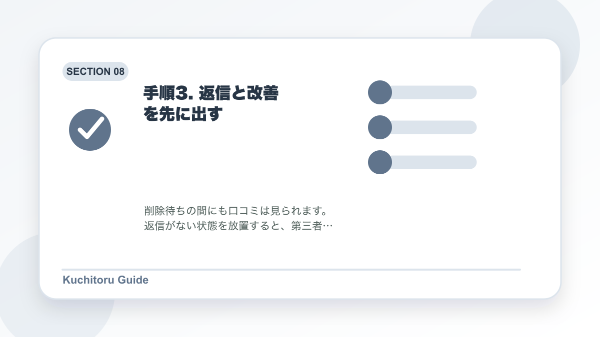手順3. 返信と改善を先に出すの要点図解