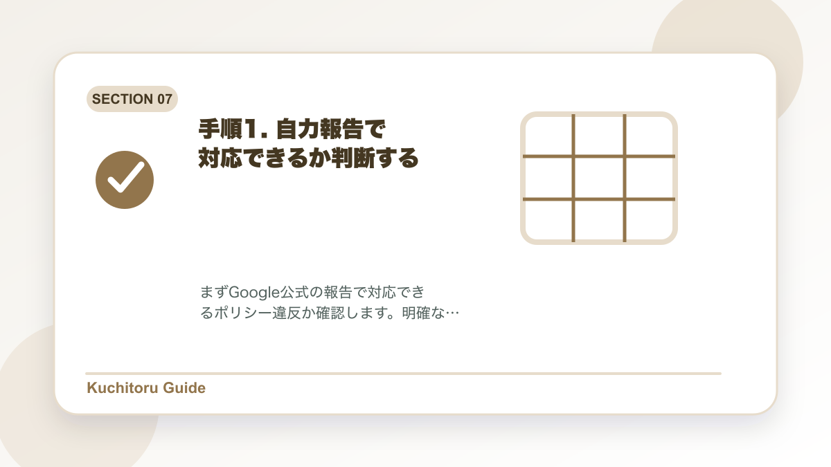 手順1. 自力報告で対応できるか判断するの要点図解
